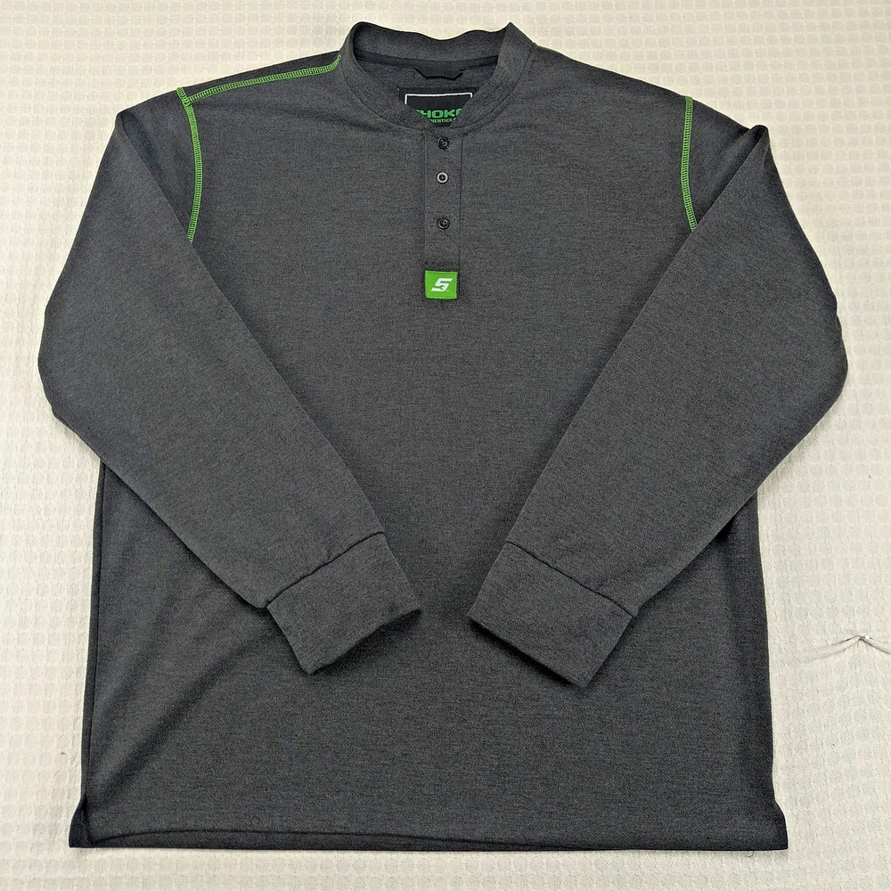 Choko Authentics Snap-On Tools Henley Shirt Mens XL Grey‎ Long Sleeve Mock Neck